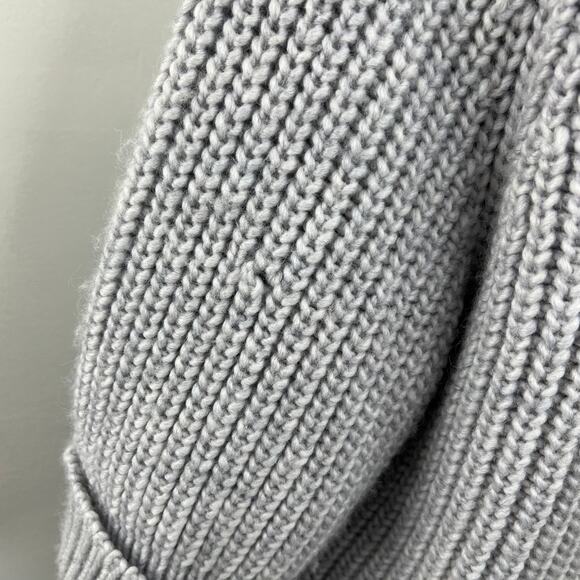 TRINA TURK Light Grey Thick Chunky Knit Ribbed Wool Blend Cardigan Sweater L - Picture 6 of 9